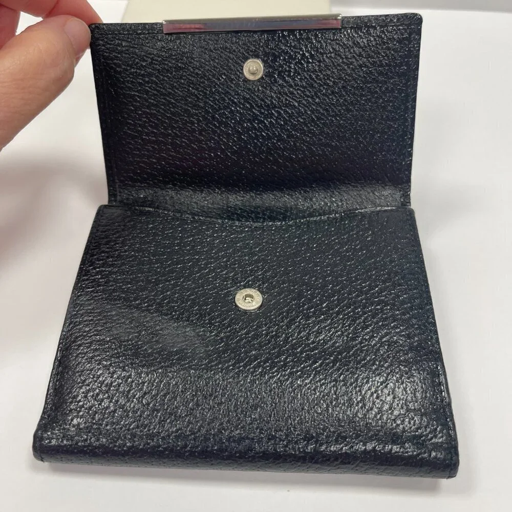 Gucci Black Leather Compact Wallet w/ Silver-tone Hardware - Preowned
